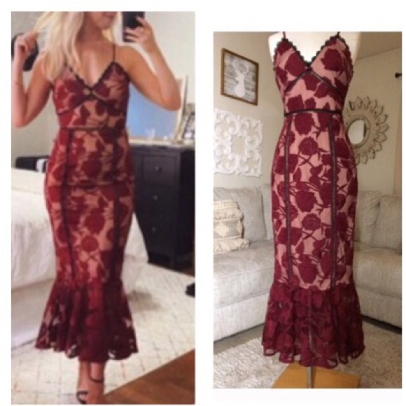 Lulus Dresses & Skirts - Lulus Alluring Dream Burgundy Floral Midi Dress